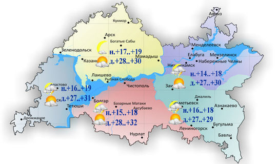 Бүген Татарстанда һава температурасы +34 градуска кадәр күтәреләчәк